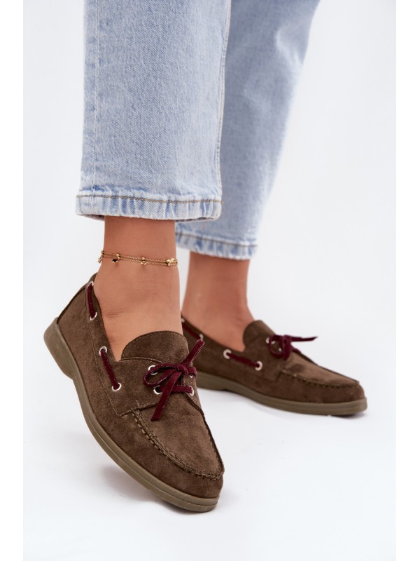 Women's Loafers With Laces Dark Green Calivra 2
