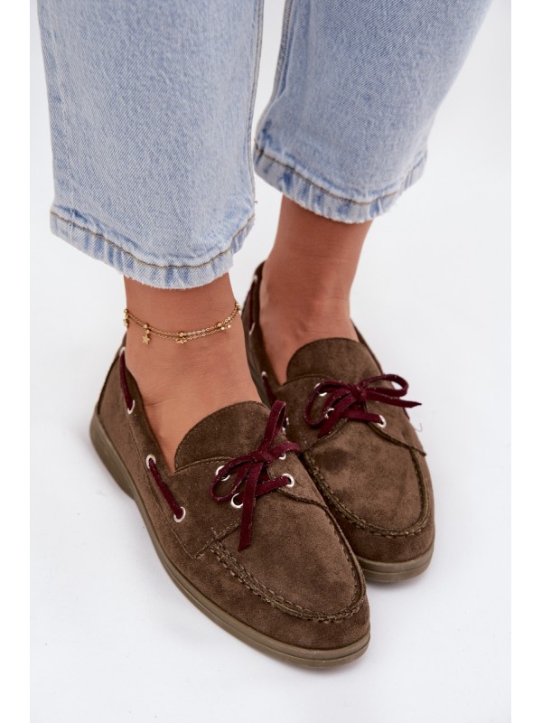 Women's Loafers With Laces Dark Green Calivra