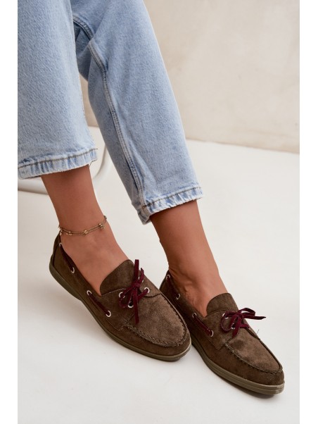 Women's Loafers With Laces Dark Green Calivra