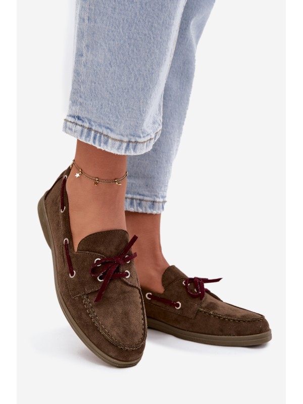 Women's Loafers With Laces Dark Green Calivra