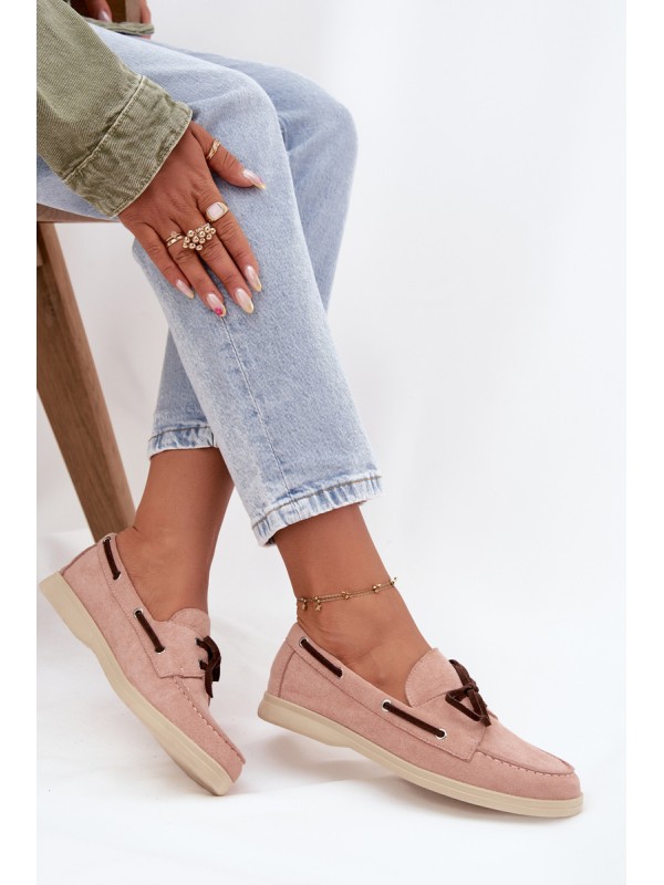 Women's Loafers With Laces Light Pink Calivra