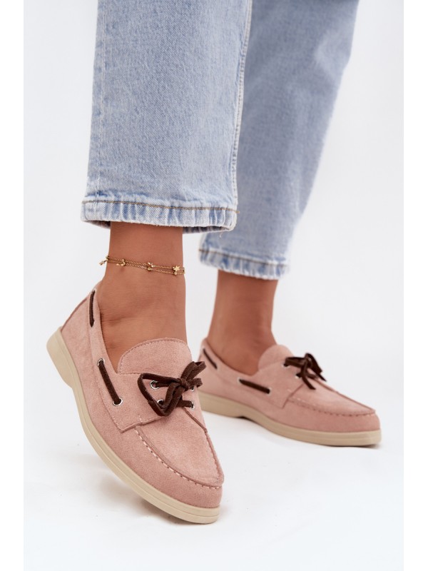 Women's Loafers With Laces Light Pink Calivra 2