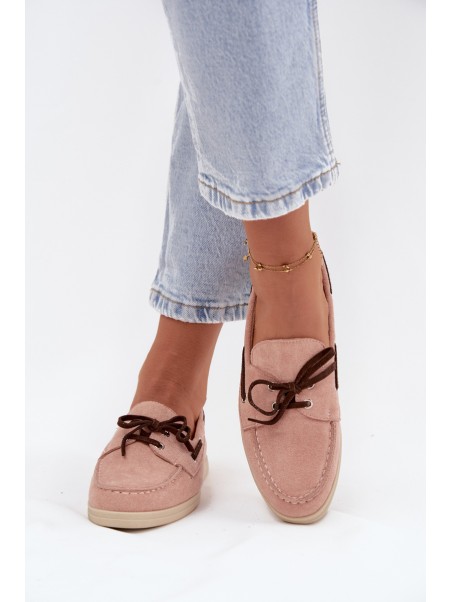 Women's Loafers With Laces Light Pink Calivra