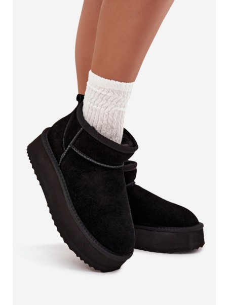 Suede Women's Snow Boots on Platform Vinceza 97962 Black