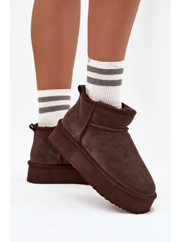 Suede Snow Boots for Women Vinceza 97962 Chocolate