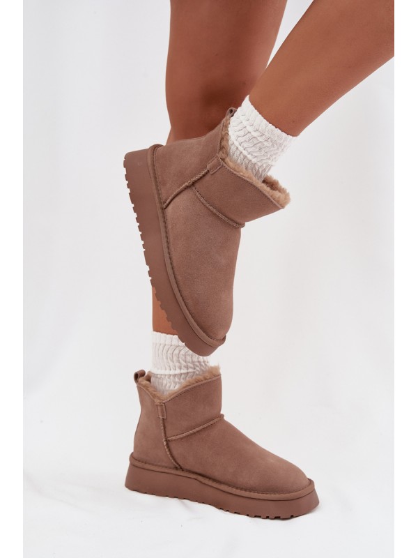 Suede Snow Boots for Women on Platform Vinceza 97962 Beige