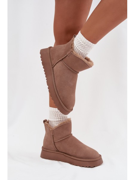 Suede Snow Boots for Women on Platform Vinceza 97962 Beige