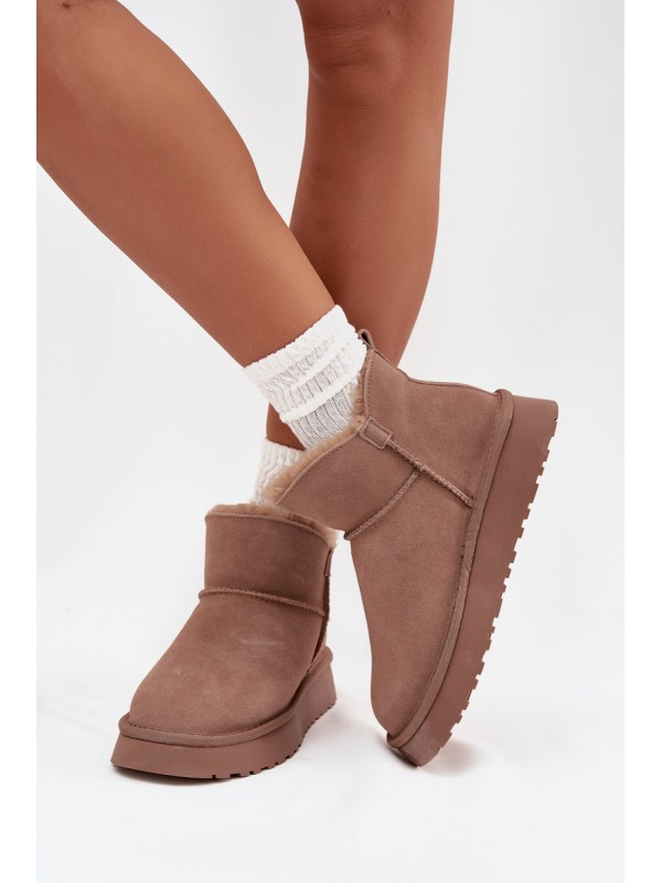Suede Snow Boots for Women on Platform Vinceza 97962 Beige 2
