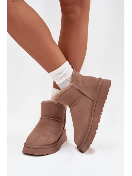 Suede Snow Boots for Women on Platform Vinceza 97962 Beige