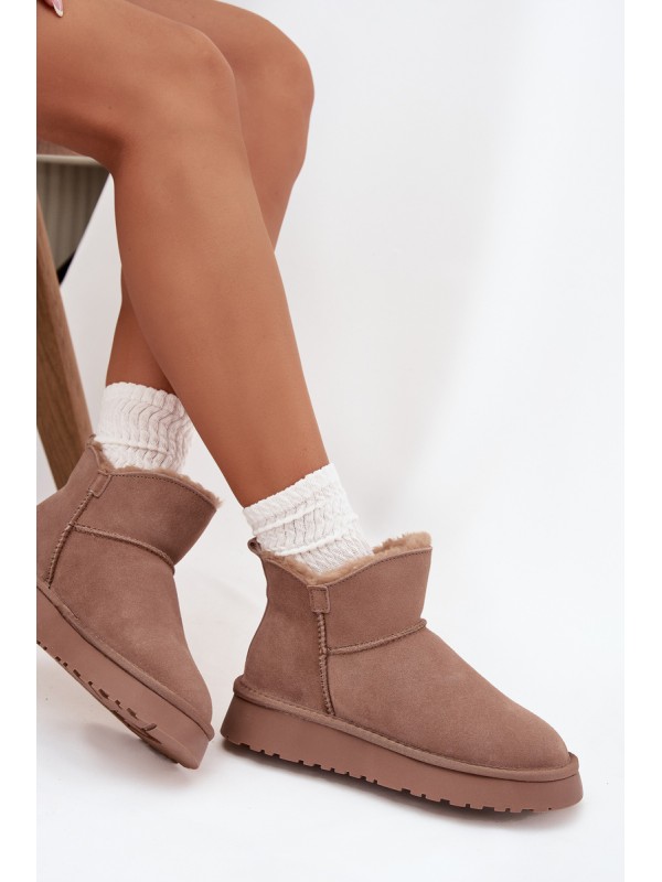 Suede Snow Boots for Women on Platform Vinceza 97962 Beige