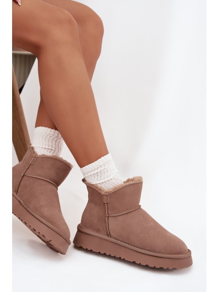 Suede Snow Boots for Women on Platform Vinceza 97962 Beige