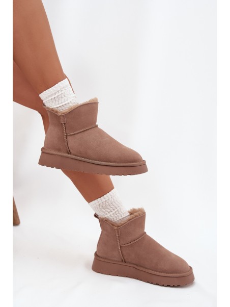 Suede Snow Boots for Women on Platform Vinceza 97962 Beige