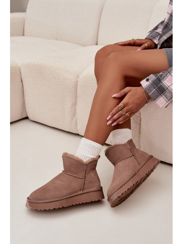 Suede Snow Boots for Women on Platform Vinceza 97962 Beige