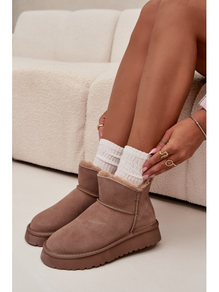 Suede Snow Boots for Women on Platform Vinceza 97962 Beige