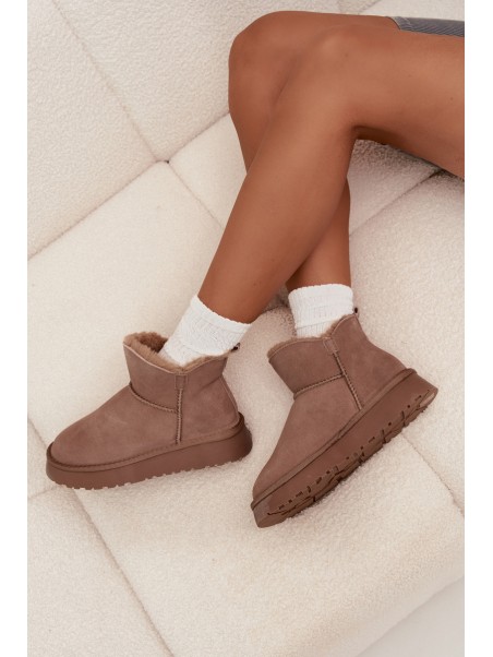 Suede Snow Boots for Women on Platform Vinceza 97962 Beige