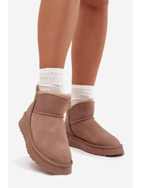 Suede Snow Boots for Women on Platform Vinceza 97962 Beige