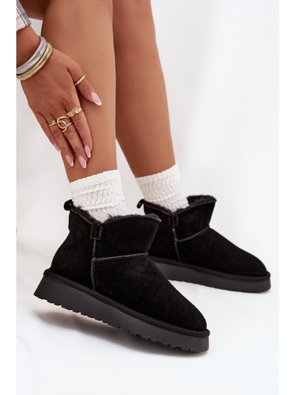Snow boots made of natural suede lined with fur Vinceza 97961 Black