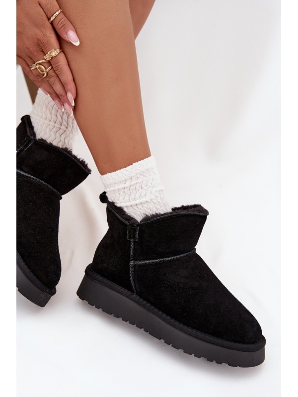 Snow boots made of natural suede lined with fur Vinceza 97961 Black