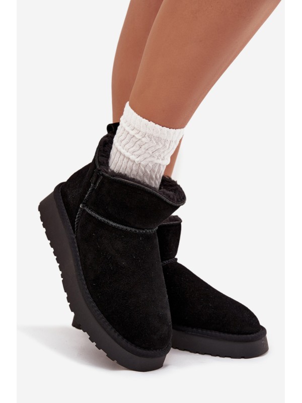 Snow boots made of natural suede lined with fur Vinceza 97961 Black
