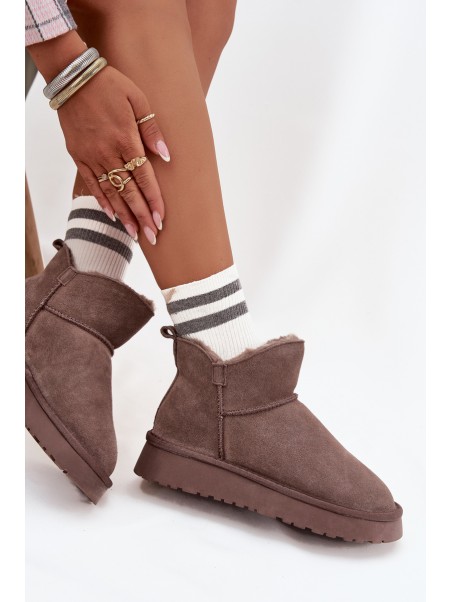 Snow boots made of natural suede lined with fur Vinceza 97961 brown