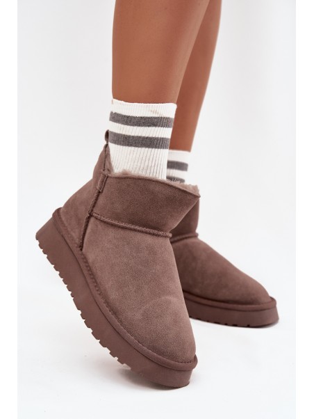 Snow boots made of natural suede lined with fur Vinceza 97961 brown