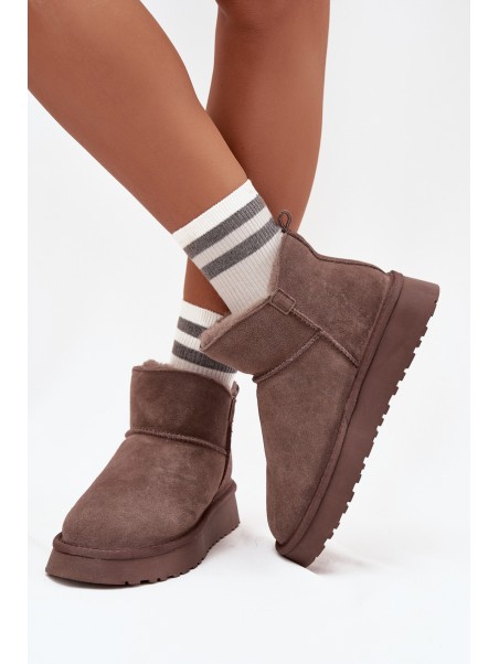 Snow boots made of natural suede lined with fur Vinceza 97961 brown