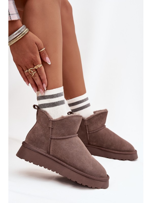Snow boots made of natural suede lined with fur Vinceza 97961 brown