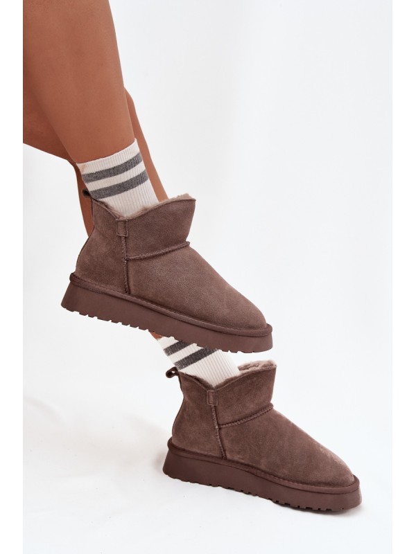 Snow boots made of natural suede lined with fur Vinceza 97961 brown