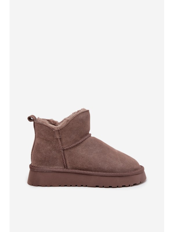 Snow boots made of natural suede lined with fur Vinceza 97961 brown