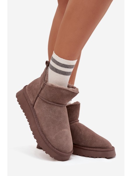 Snow boots made of natural suede lined with fur Vinceza 97961 brown