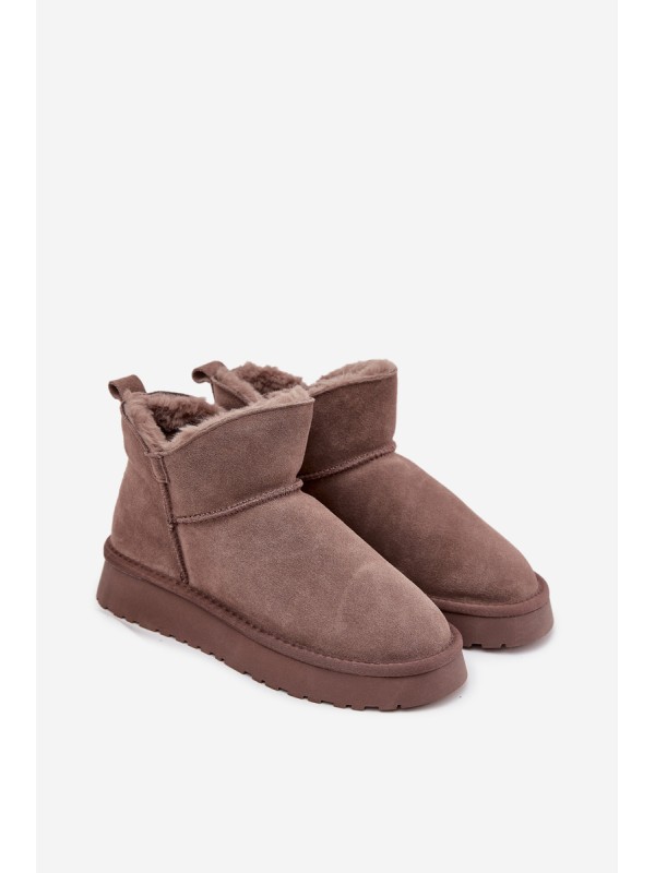 Snow boots made of natural suede lined with fur Vinceza 97961 brown