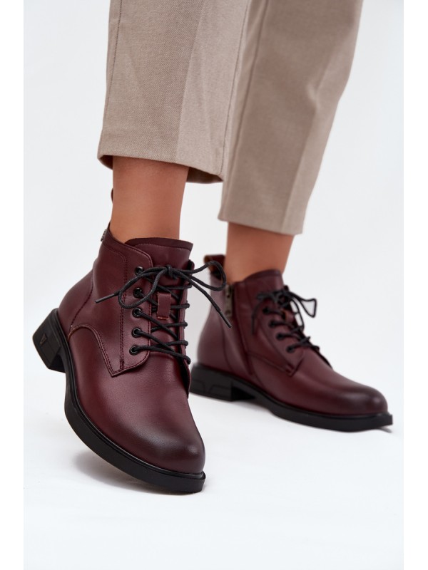 Insulated Leather Women's Boots Low Heel Vinceza 39953 Bordeaux 2