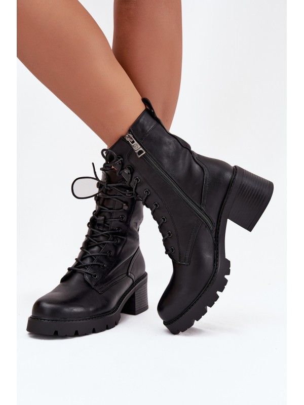 Women's workery boots on block Vinceza 89136 black