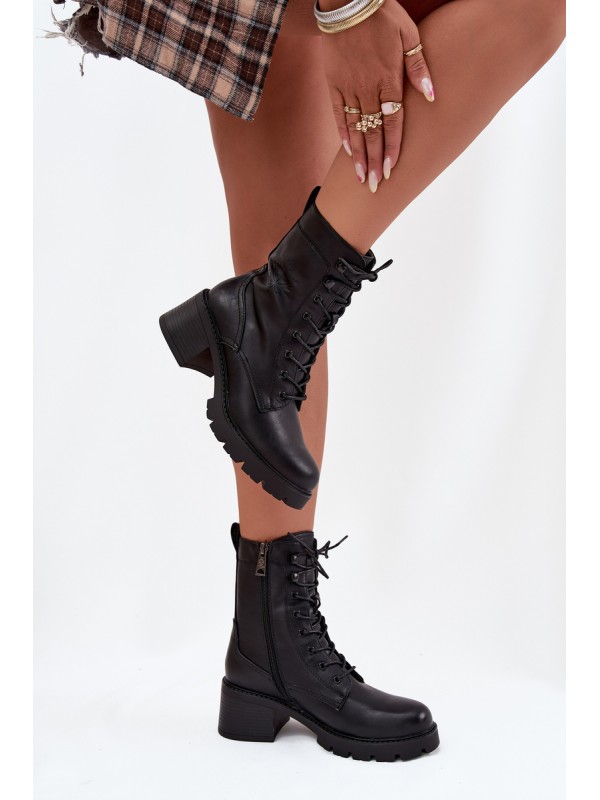 Women's workery boots on block Vinceza 89136 black 2