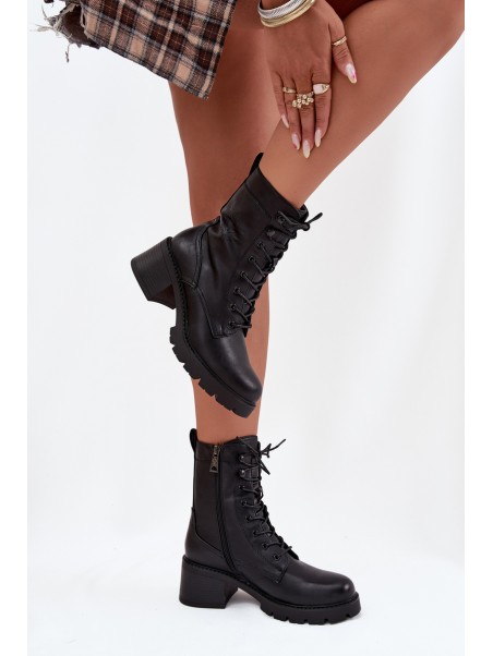 Women's workery boots on block Vinceza 89136 black
