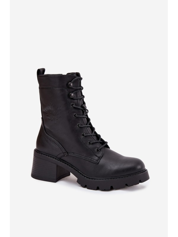Women's workery boots on block Vinceza 89136 black