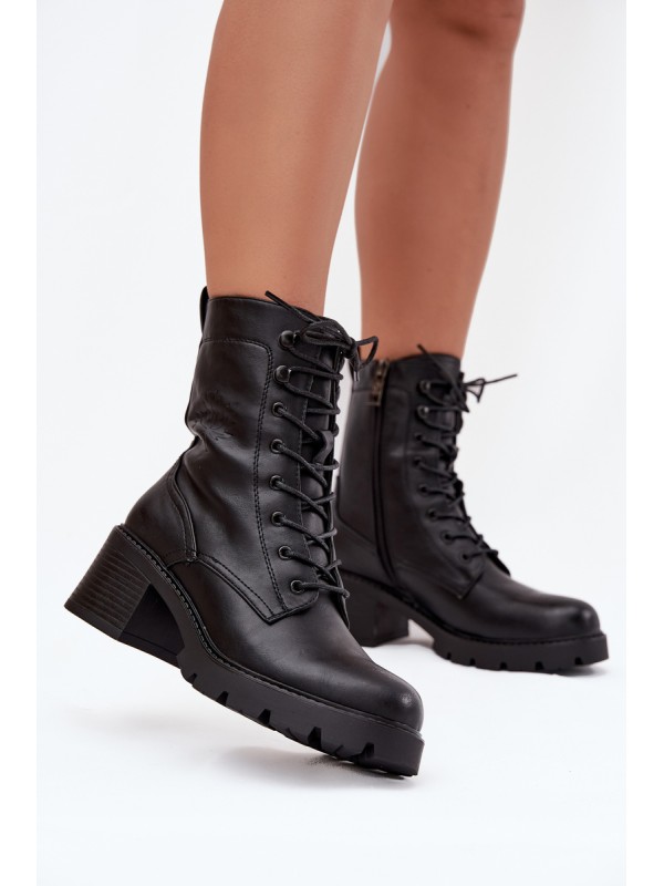 Women's workery boots on block Vinceza 89136 black