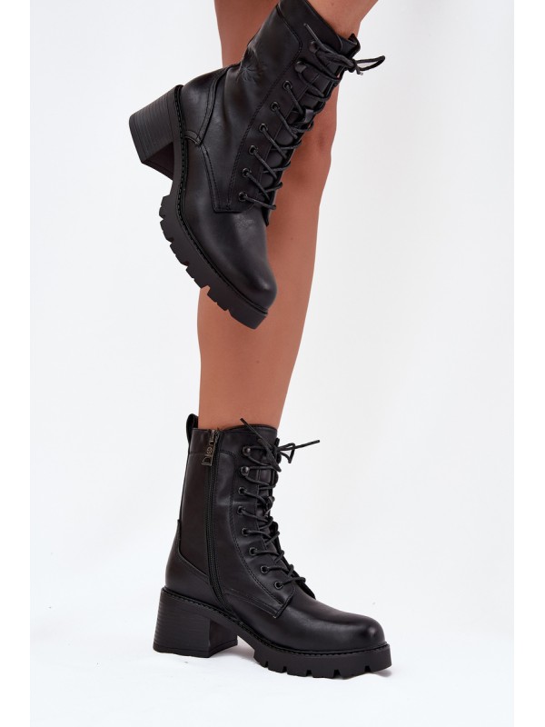 Women's workery boots on block Vinceza 89136 black