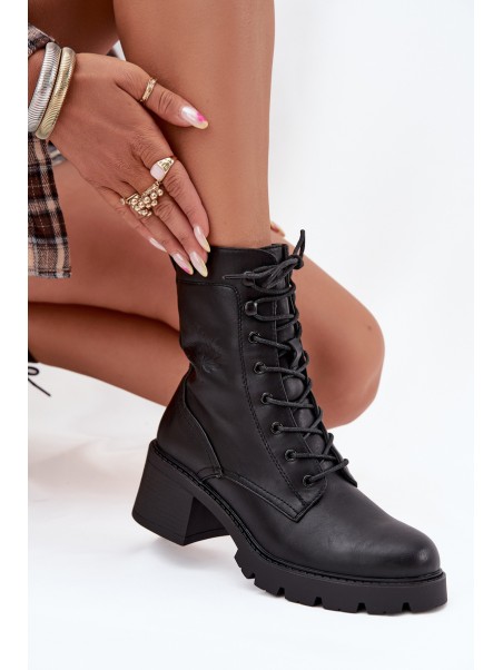 Women's workery boots on block Vinceza 89136 black