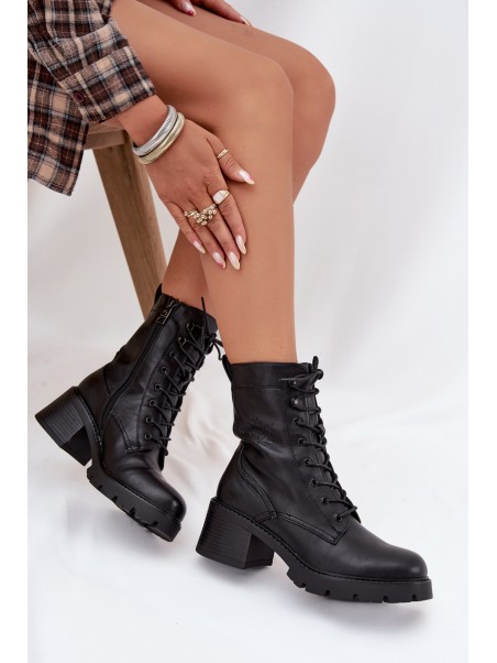 Women's workery boots on block Vinceza 89136 black