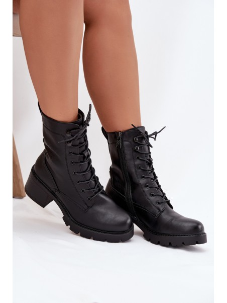Women's workery boots on block Vinceza 89136 black