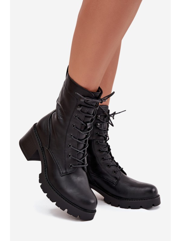Women's workery boots on block Vinceza 89136 black