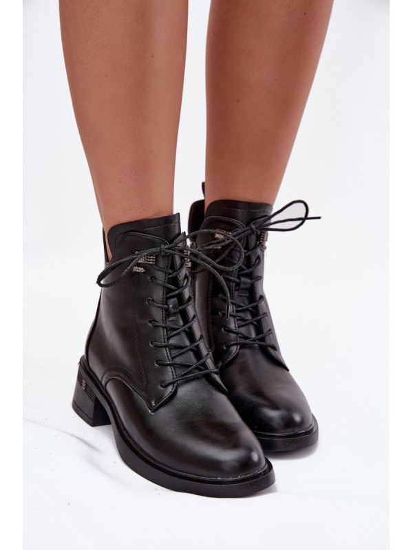 Insulated Women's Block Heeled Ankle Boots Vinceza 58602 Black