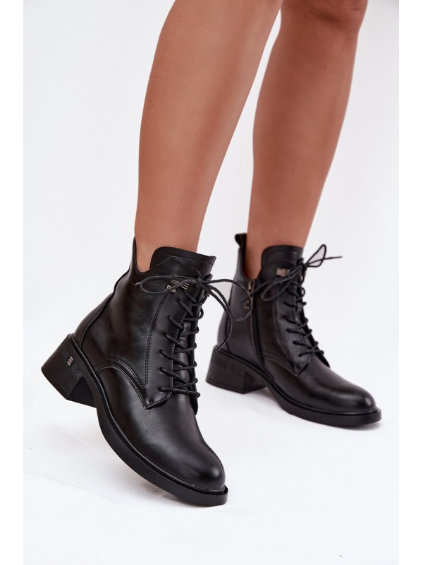 Insulated Women's Block Heeled Ankle Boots Vinceza 58602 Black