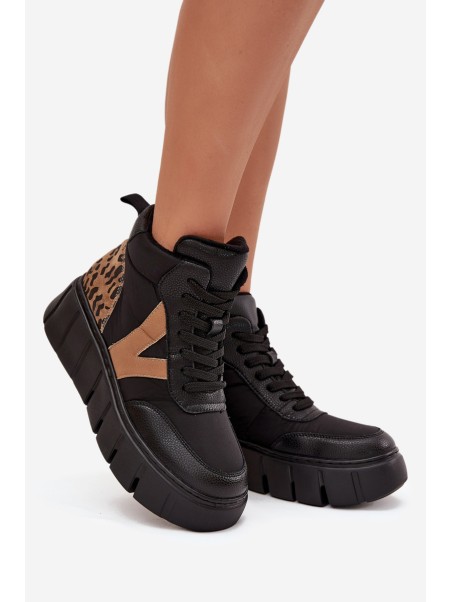 Leather Women's Platform Boots Lined Vinceza 66838 Black