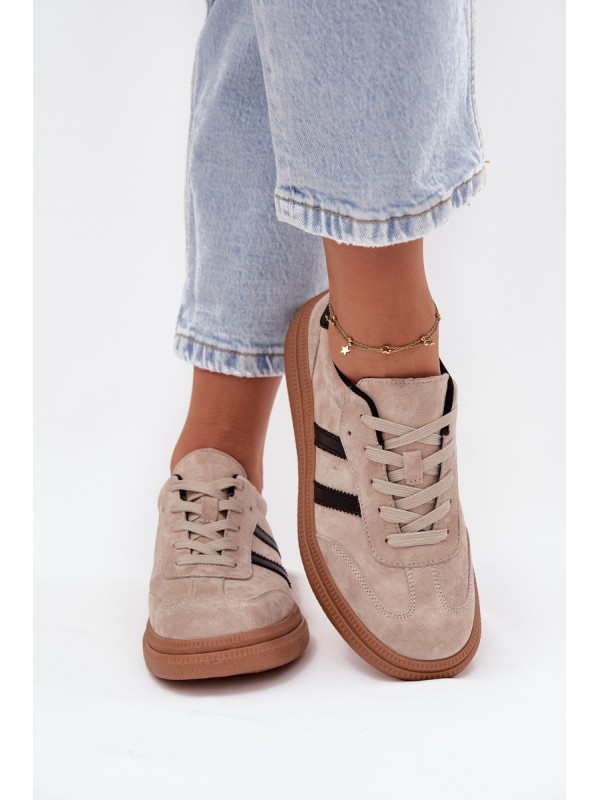 Suede Women's Sneakers On Platform Beige Elivienne