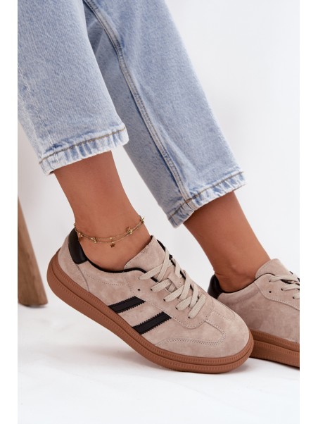 Suede Women's Sneakers On Platform Beige Elivienne