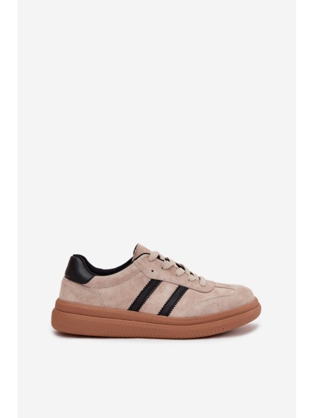 Suede Women's Sneakers On Platform Beige Elivienne