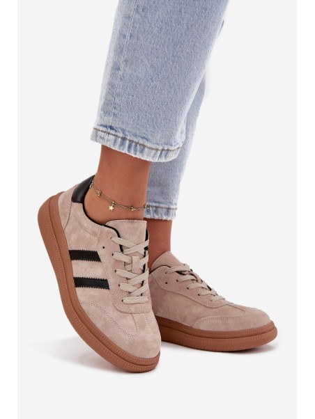 Suede Women's Sneakers On Platform Beige Elivienne