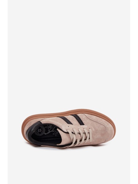 Suede Women's Sneakers On Platform Beige Elivienne